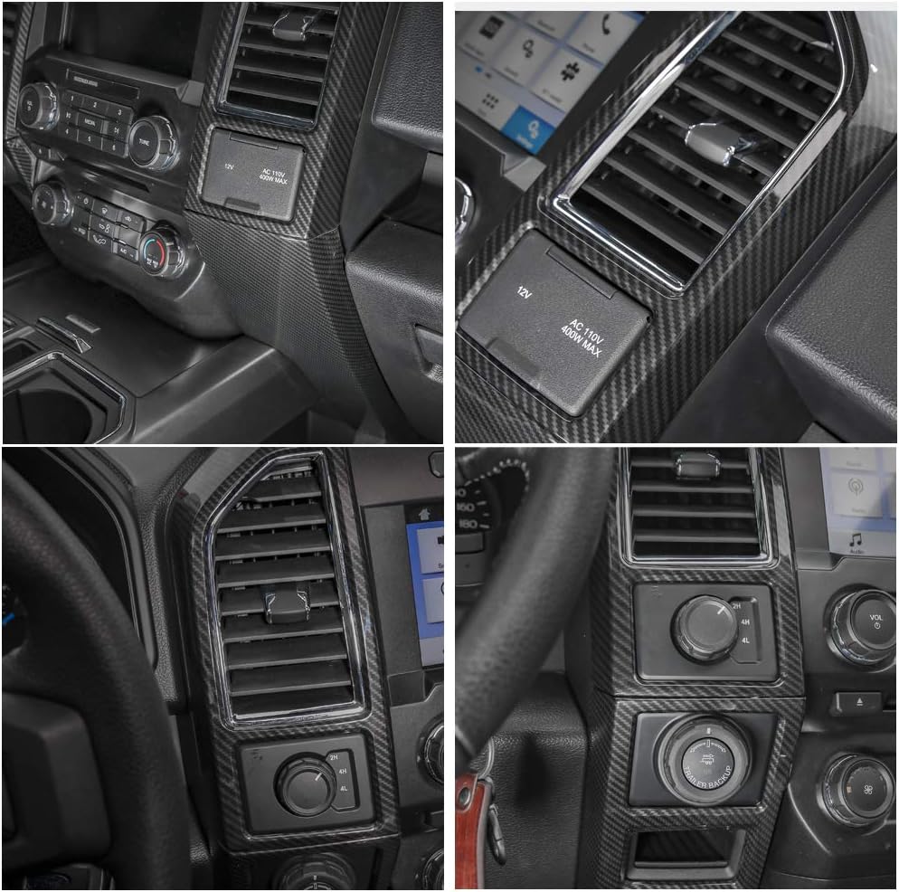 Carbon Fiber Central Console Air Conditioner Panel Trim 5pcs B41854