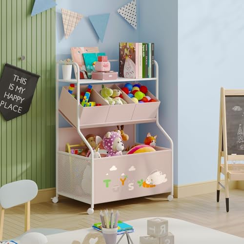 White 3-Tier Toy Storage Organizer with Wheels F61697