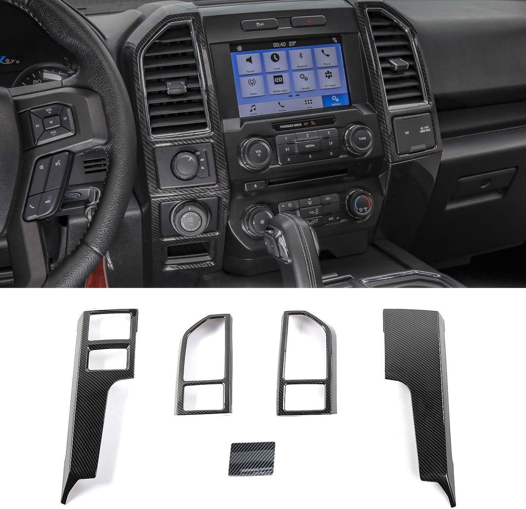 Carbon Fiber Central Console Air Conditioner Panel Trim 5pcs B41854
