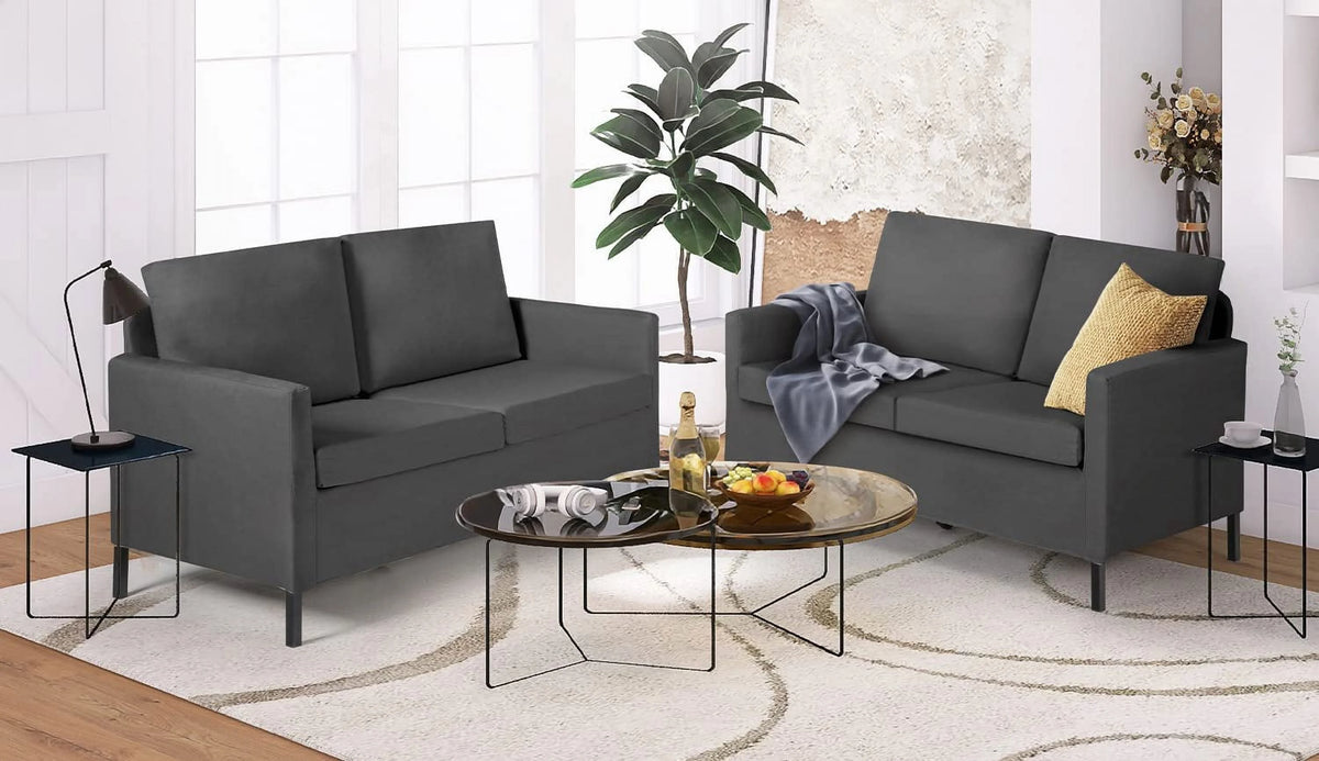Fabric Modern Loveseat Sofa 51" W Upholstered 2-Seater with Iron Legs U369706