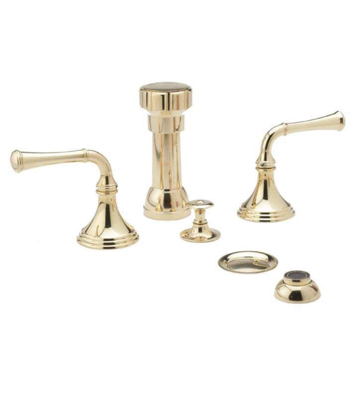 Polished Brass Four Hole Deck Mounted Bidet Faucet Set X27455
