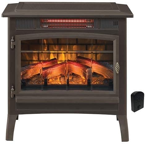 Black Electric Infrared Fireplace Stove with 3D Flame Effect I1193