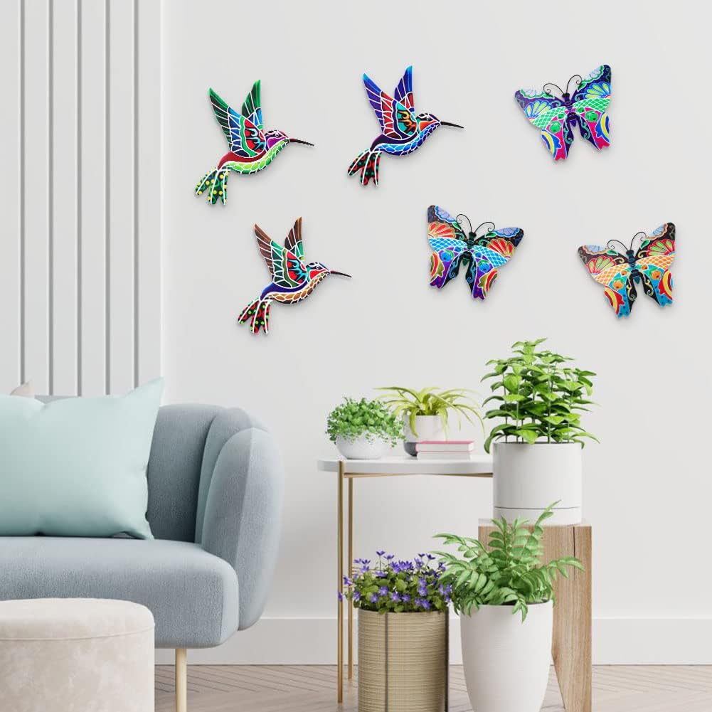 Metal Hummingbird and Butterfly Wall Decor A298