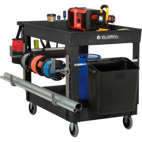 Plastic 2 Tray Black Utility Cart Y608