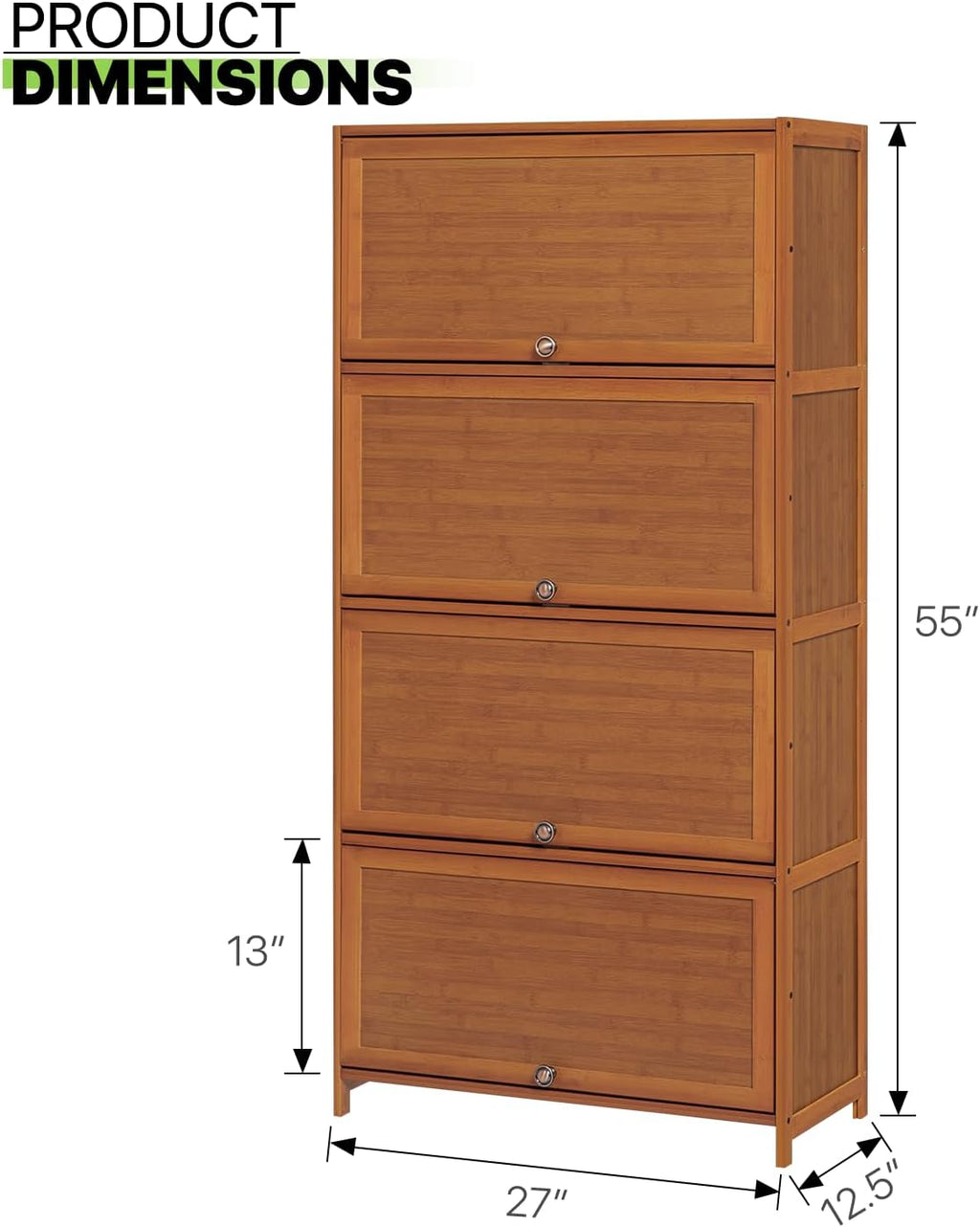 Bamboo 8 Tier Shoe Shelf Storage Rack with Flip Doors J3376