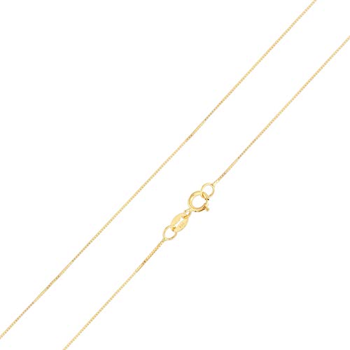 Solid 14K Gold 0.5mm Box Chain Necklace with Spring Ring Clasp Q83092