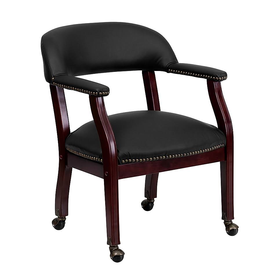 Black Top Grain Leather Conference Seat with Casters H47975