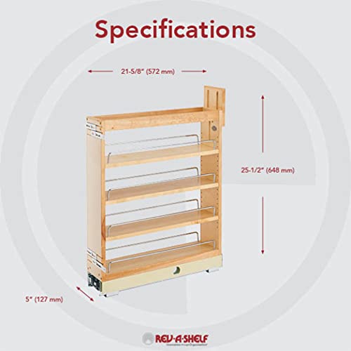 8" Pull Out Shelf Organizer for Base Cabinets, Wooden Slide Out Rack with Soft-Close E292