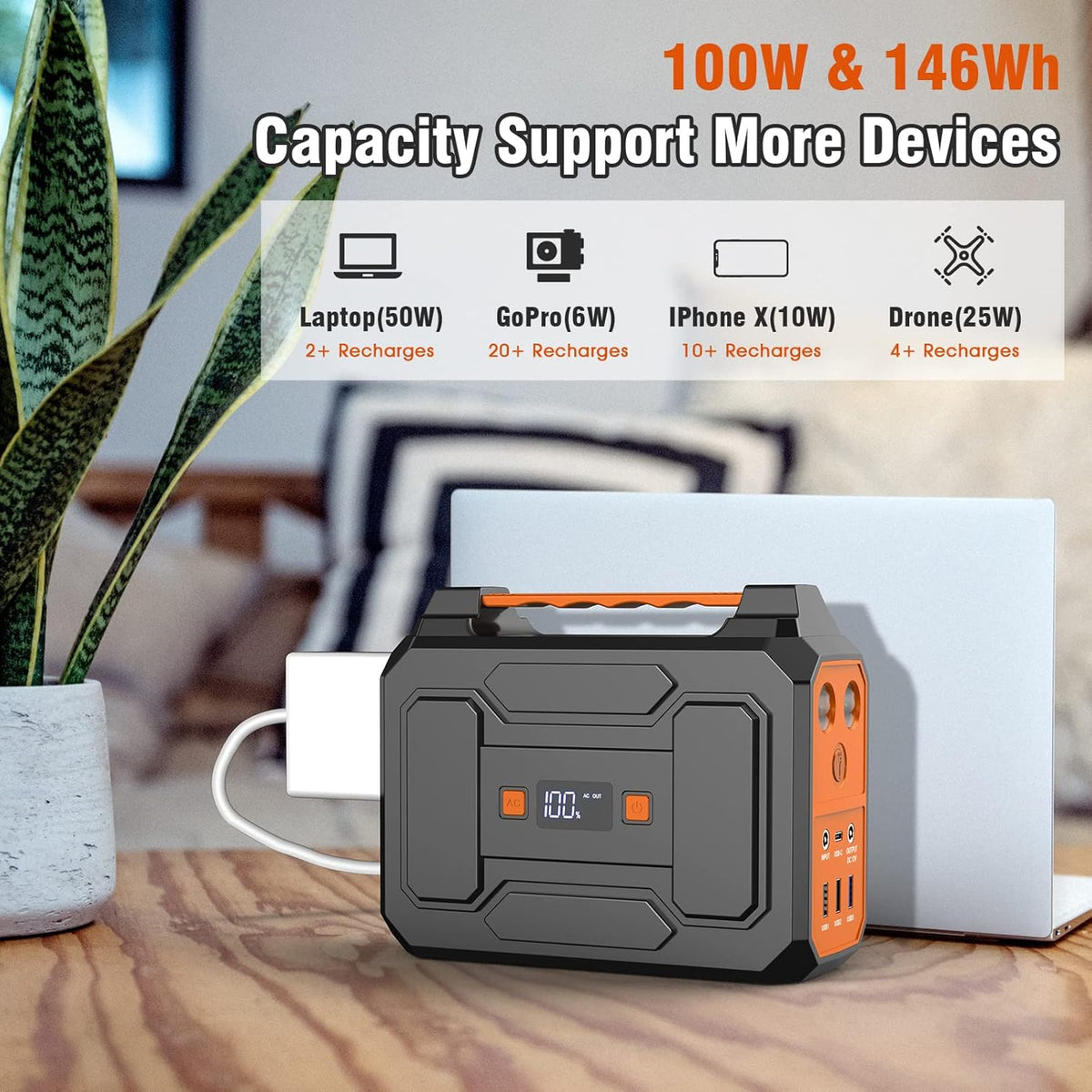 300W 280Wh Portable Power Station with DC AC Outlet D85493