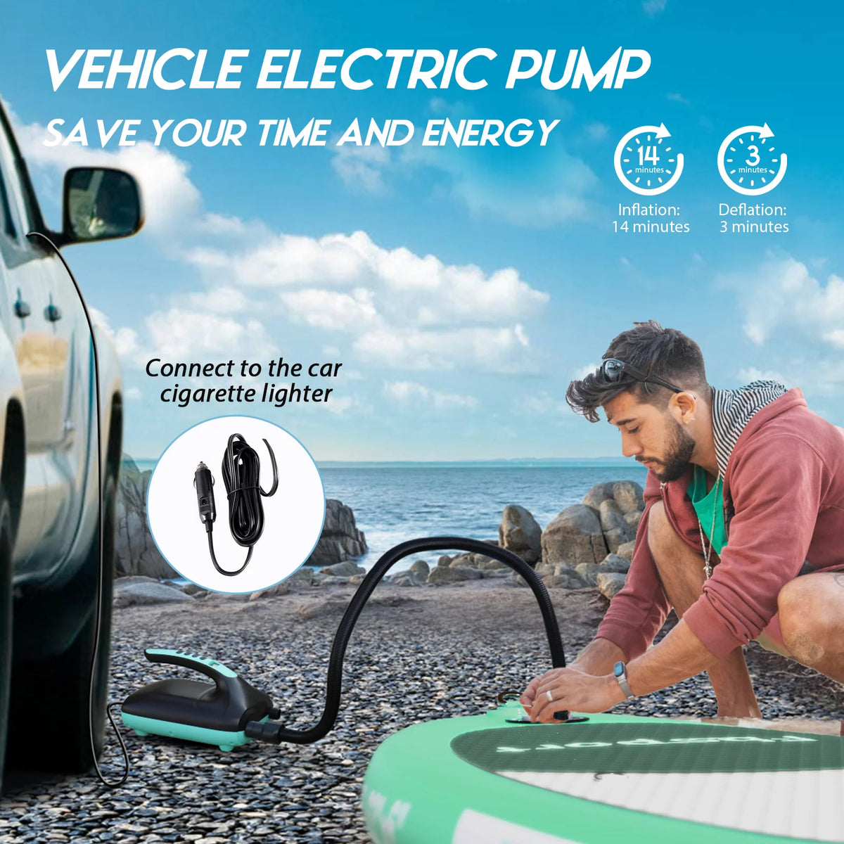 Inflatable Electric Paddle Board 11' Length with Electric Pump K403929