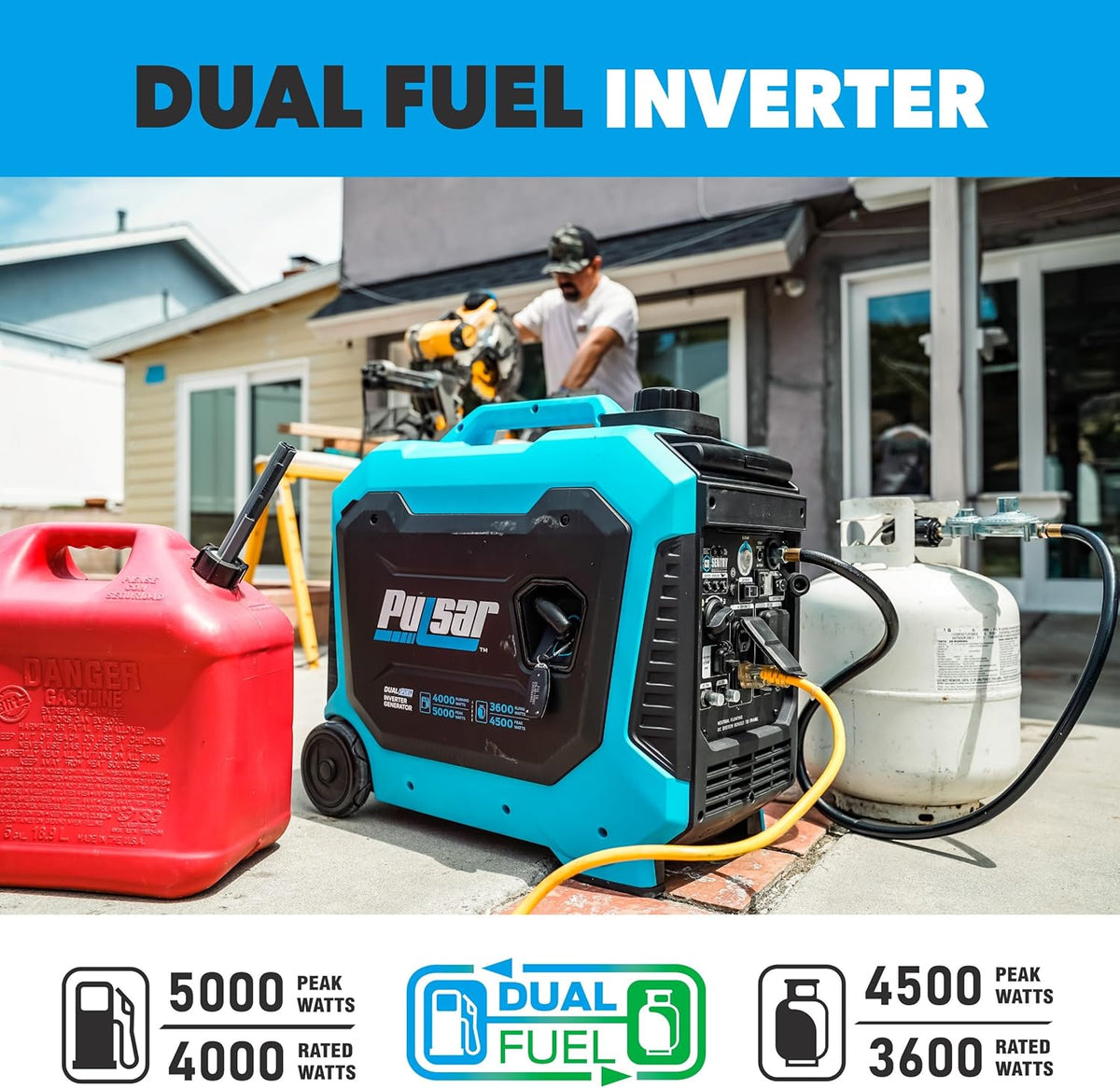 Dual Fuel Portable Inverter Generator with Remote Start G899278