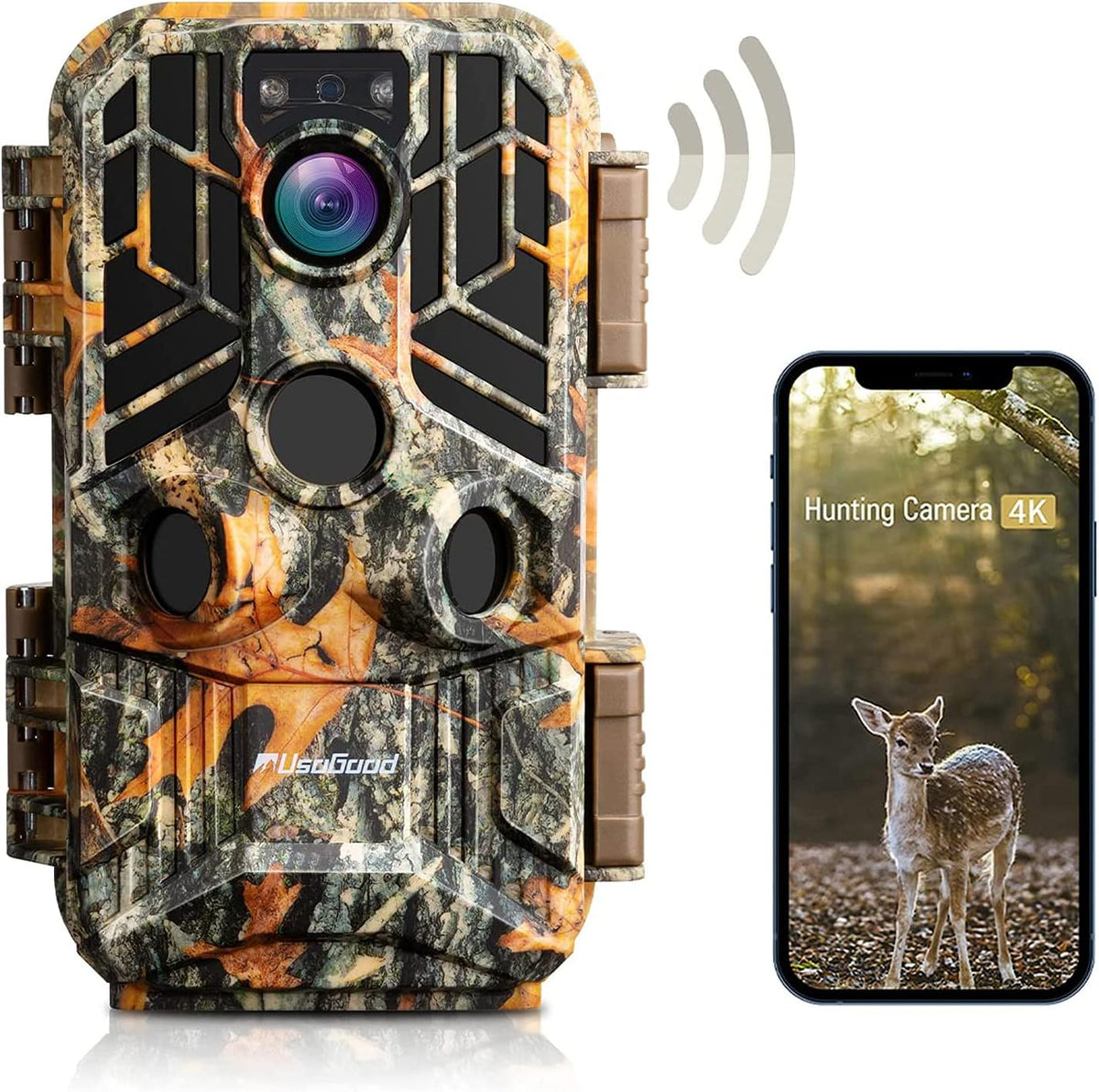 4K 30MP WiFi Bluetooth Trail Camera with No Glow Night Vision F3454