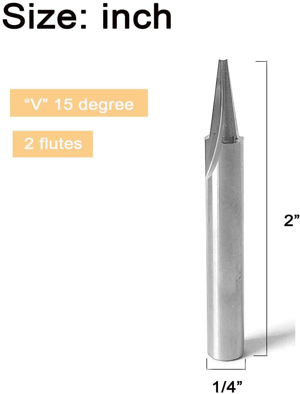 Solid Carbide CNC Router Bit 15 Deg 1/4 Shank R330