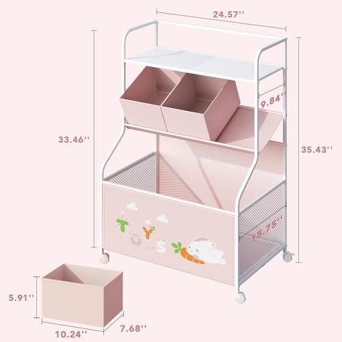 White 3-Tier Toy Storage Organizer with Wheels F61697