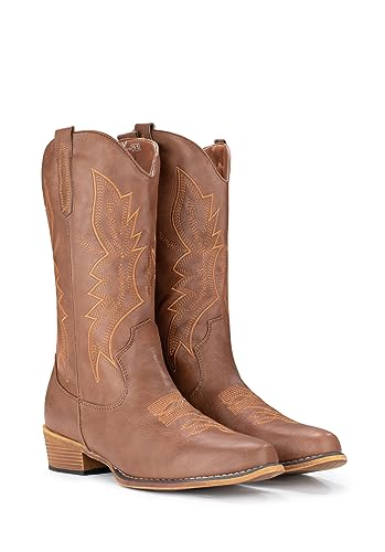 Cowboy Boots Pull On Pointy Toe Mid Calf Boots E617