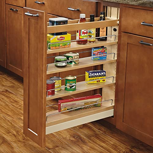 8" Pull Out Shelf Organizer for Base Cabinets, Wooden Slide Out Rack with Soft-Close E292