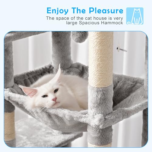 Smoky Gray 60 inches Cat Tree Tower with Scratching Posts H718613