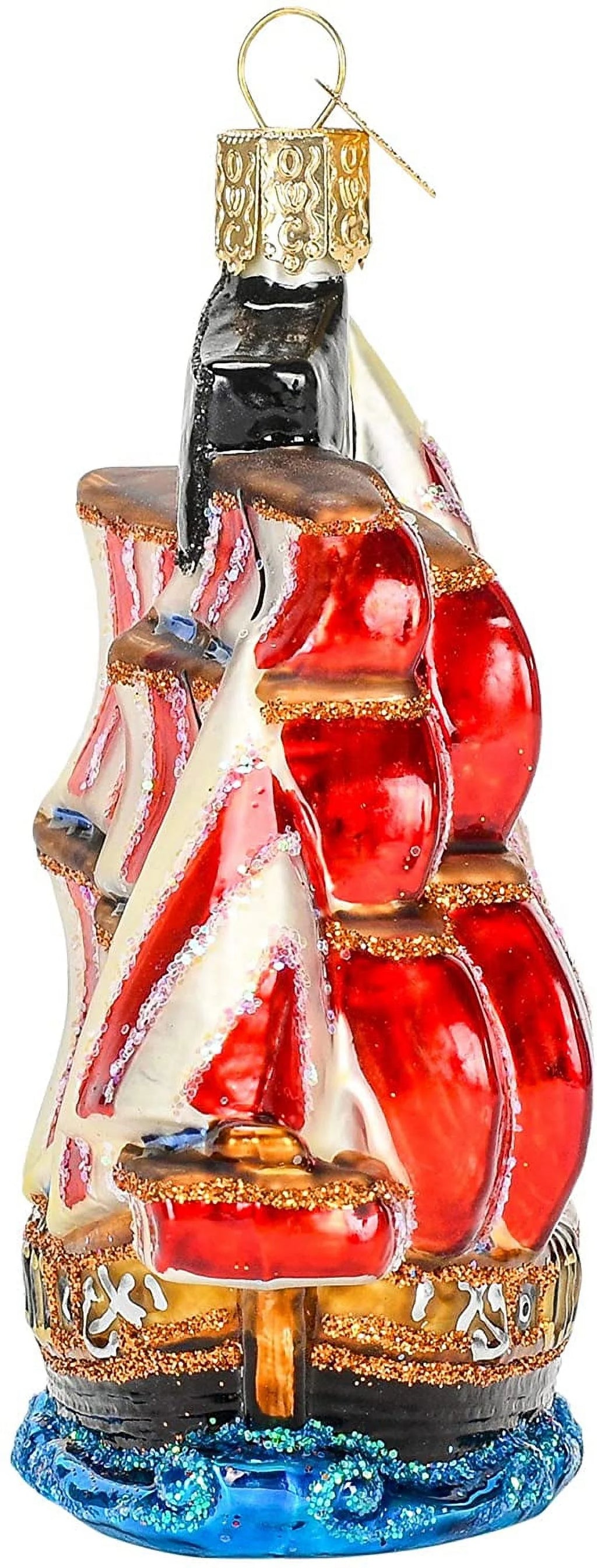 Glass Blown Ornament Pirate Ship K6424