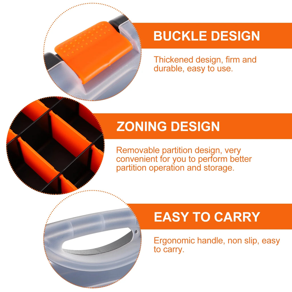 2pcs Black Orange Impact Resistant Polymer Storage Bins With Removable Dividers Z54361