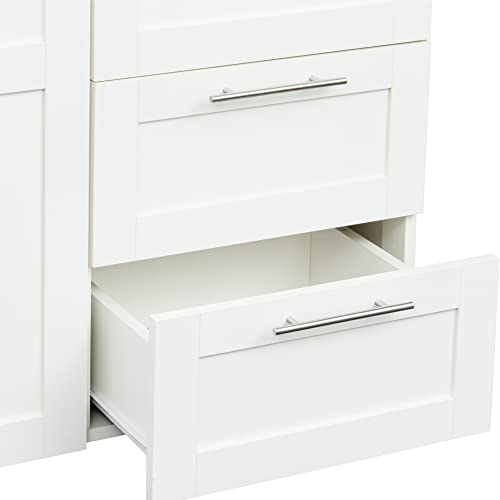 White Tall Kitchen Pantry Cabinet with 2 Doors and 2 Drawers N606