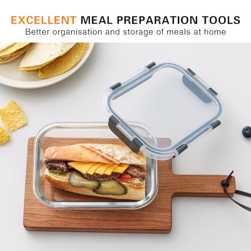 10 Pack 22 Oz Glass Meal Prep Containers with Lids, Gray B213266