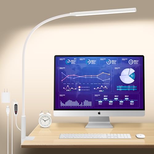 White Desk Lamp with Clamp H298915
