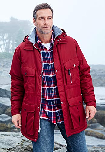 Men's Big & Tall Fleece-Lined Parka With Detachable Hood And 6 Pockets G321877