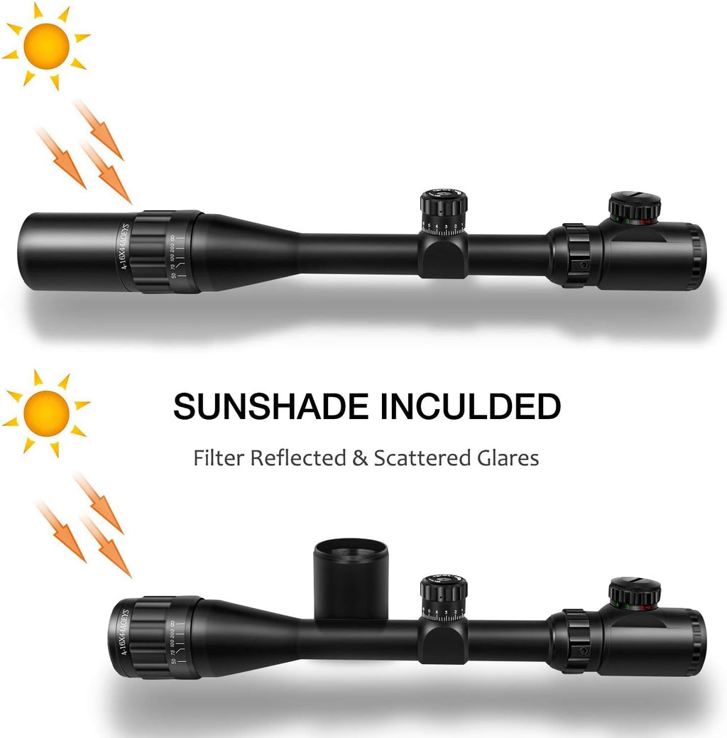 4-16x44 Illuminated Rifle Scope with Sunshade and Scope Mount N53858