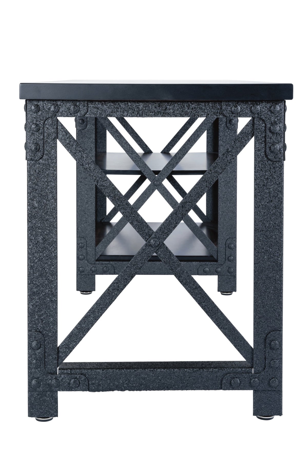 72" Industrial Metal & Wood Desk with Shelves F44385