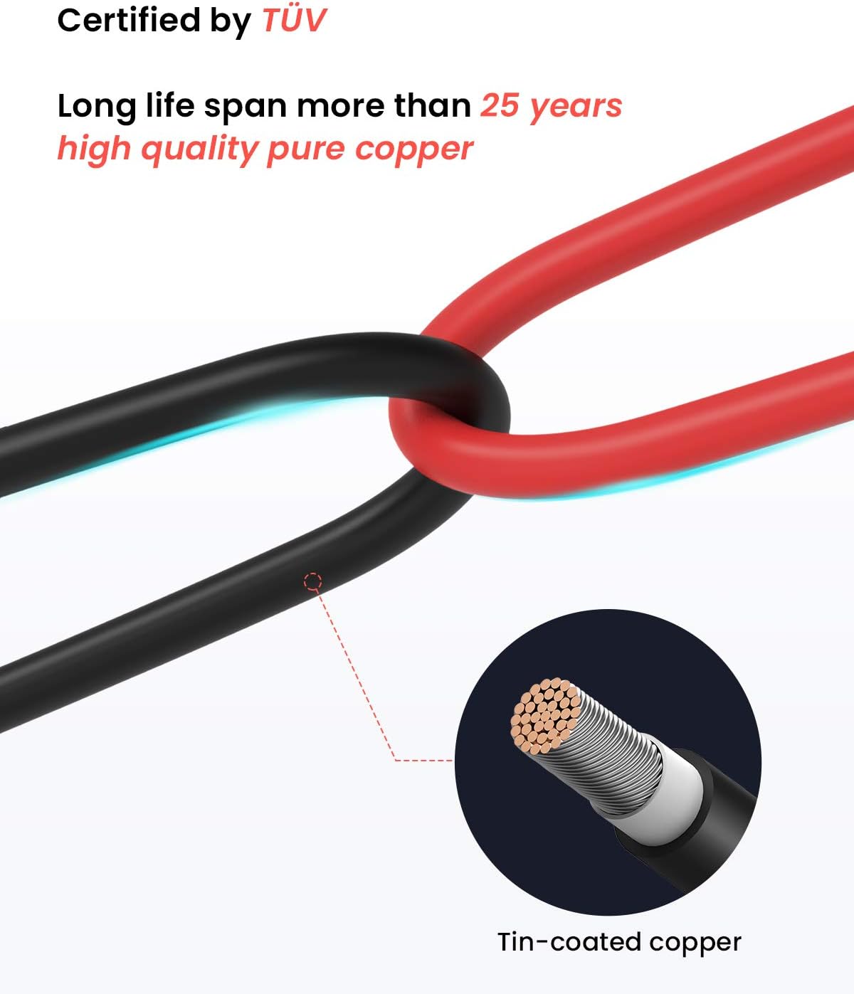 30 Feet 10AWG Solar Extension Cable with Connectors N9037