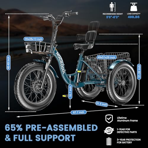 Electric Tricycle, 20" x 4" Fat Tire, 48V 500W, 7 Speed, Aluminum Frame K4234