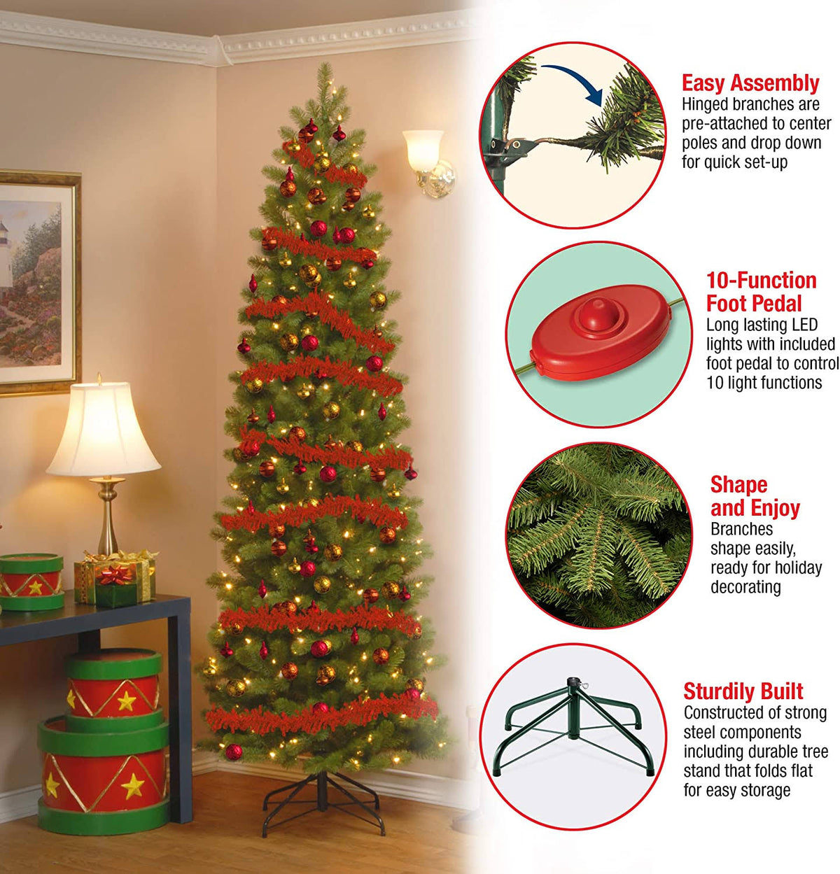 7.5 Foot Feel Real Downswept Douglas Fir Pencil Slim Tree P370
