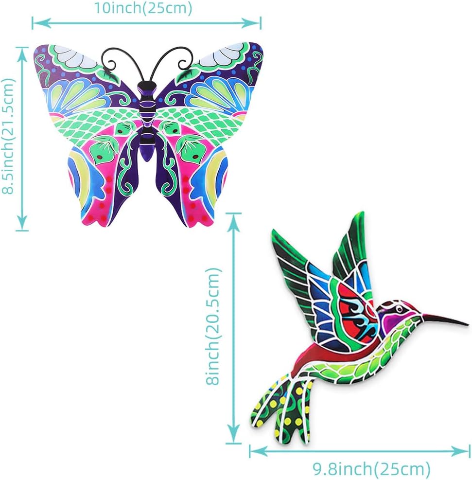 Metal Hummingbird and Butterfly Wall Decor A298