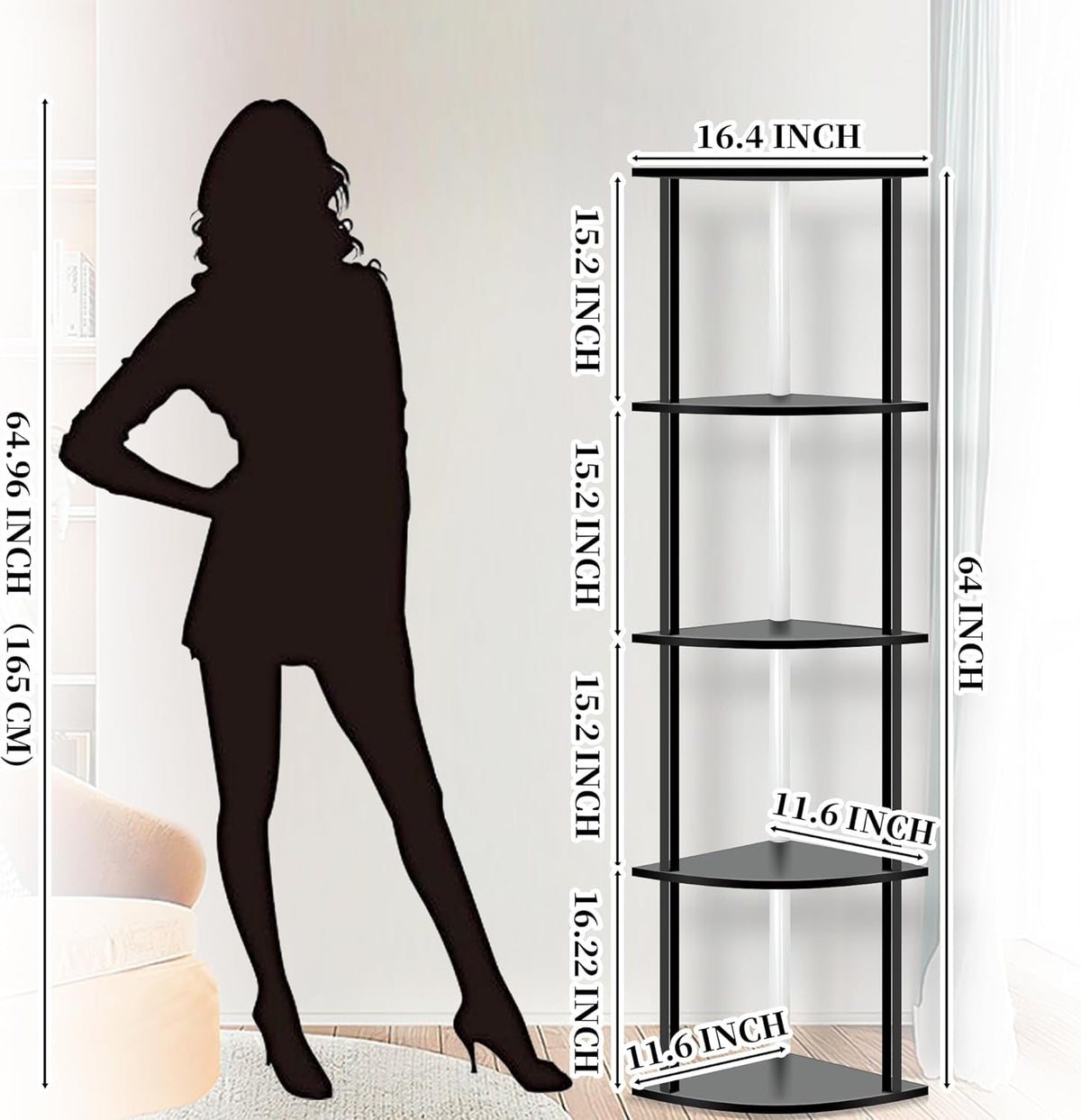 5 Tiers LED Corner Shelf with Remote Control Y807131