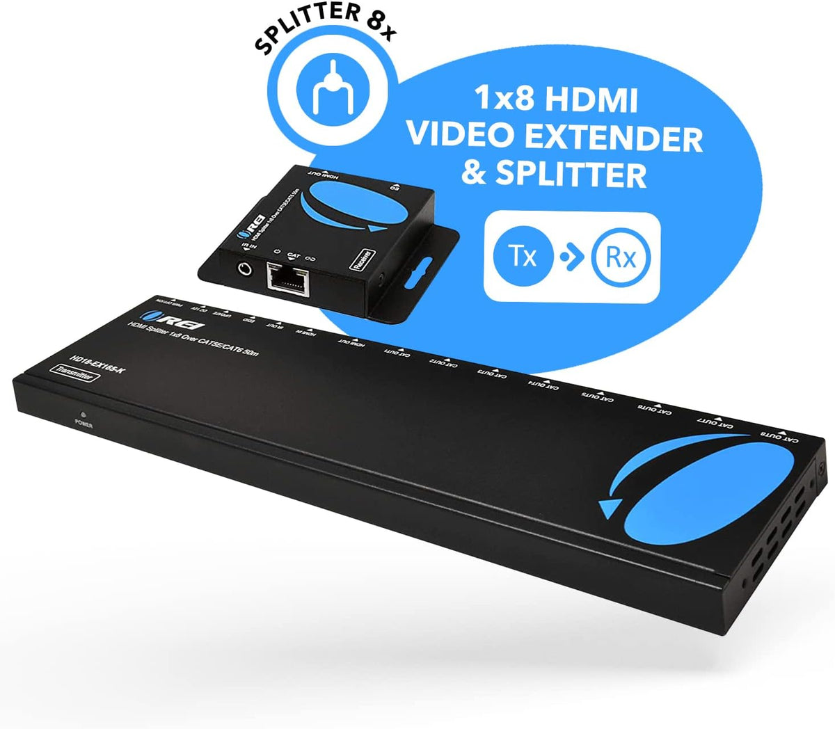 1x8 HDMI Extender Splitter Over Single Cable CAT6/7 1080P with IR Remote D888109