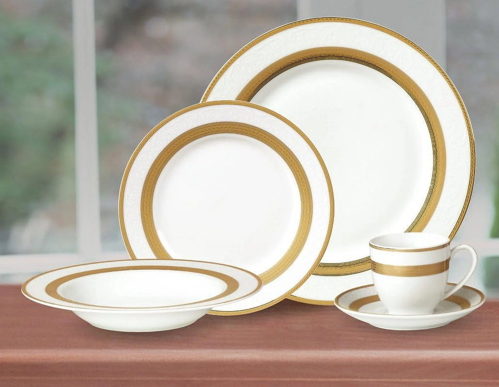 White 24K Plated Porcelain Dinnerware Set I195
