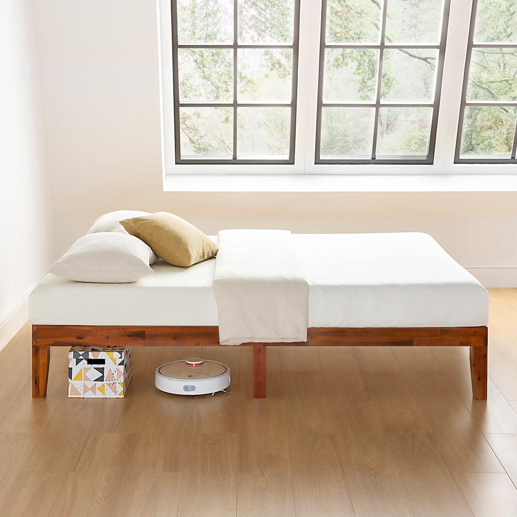 12" Solid Wood Platform Bed with Wooden Slats, Queen, Cherry F41928