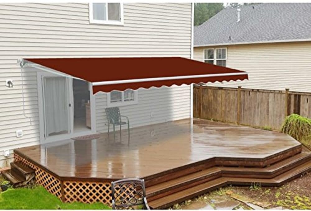 Retractable Motorized Patio Awning 16 x 10 Feet Multi-Stripe Green S348499