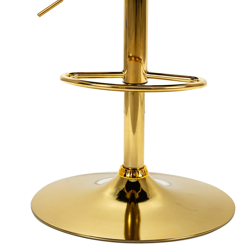 Teal Velvet Swivel Adjustable Counter Height Bar Stool with Footrest Gold Round Base Y408035