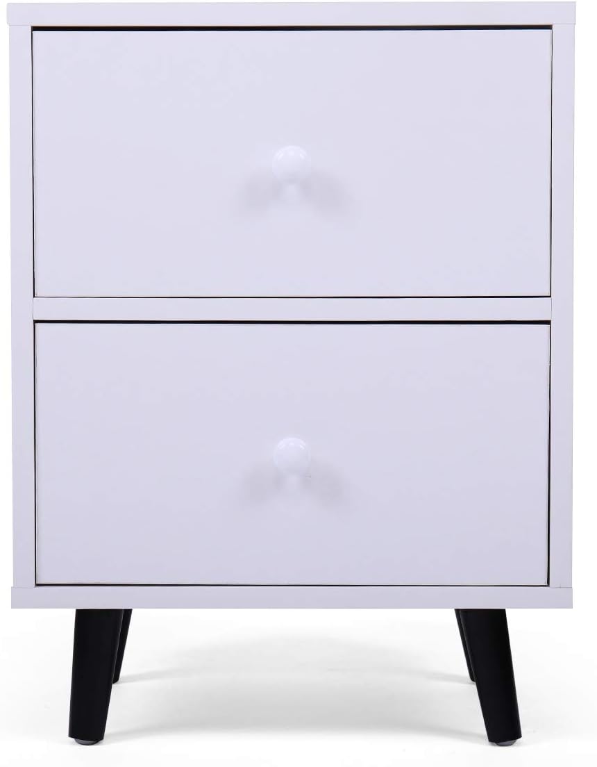 White 2 Drawer Wood Nightstand X695
