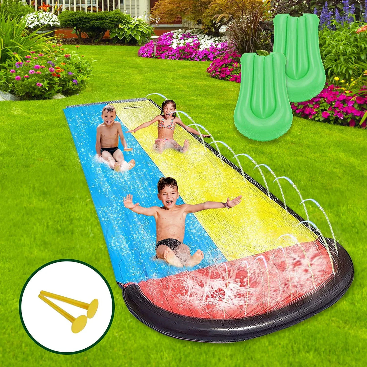 15.5ft Lawn Slide with Splash Sprinklers D877