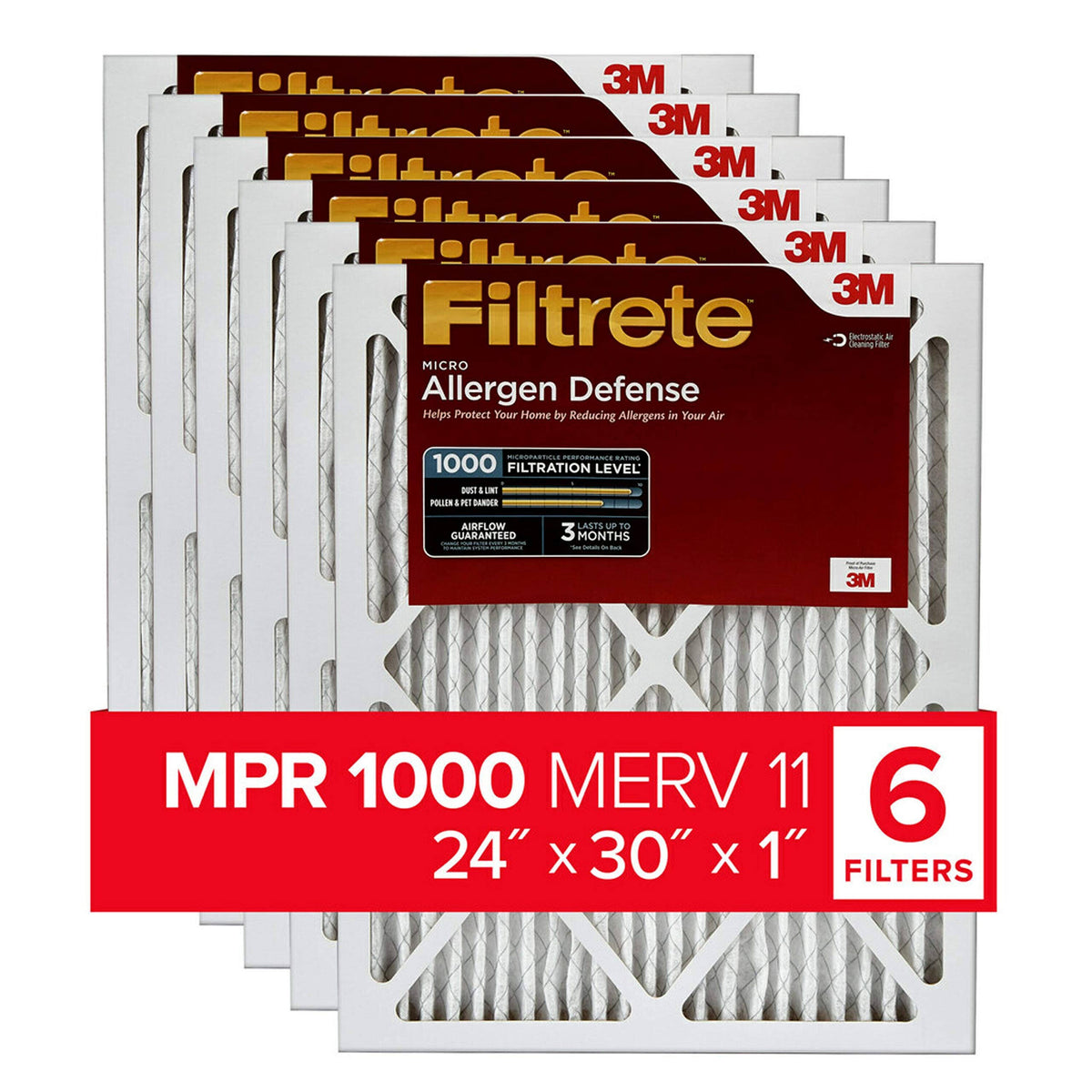 24X30X1 AC Furnace Air Filter 6-Pack O730
