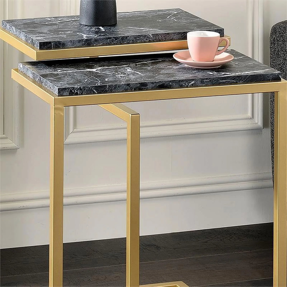 Black 2-Piece Metal Nesting Table Y64311