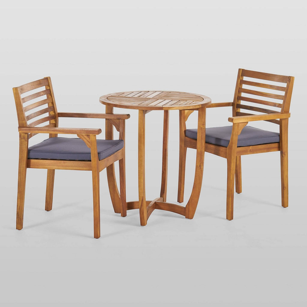 Teak Finish Round Acacia Wood Bistro Set Y4174