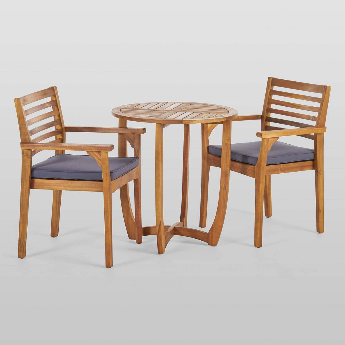 Teak Finish Round Acacia Wood Bistro Set Y4174