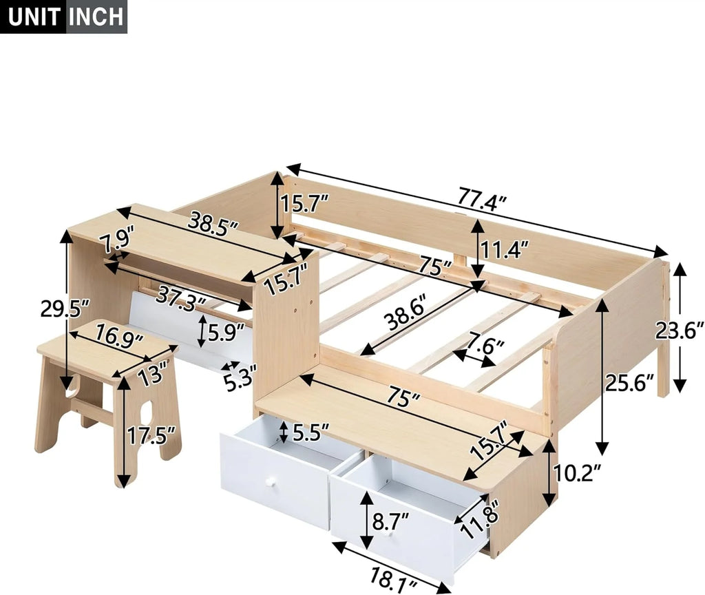 Wood Platform Bed Frame with Storage Drawers O279