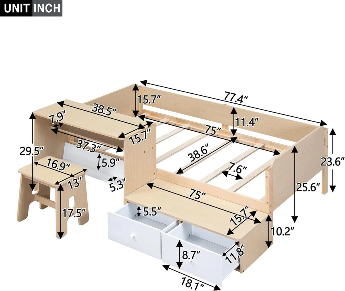 Wood Platform Bed Frame with Storage Drawers O279