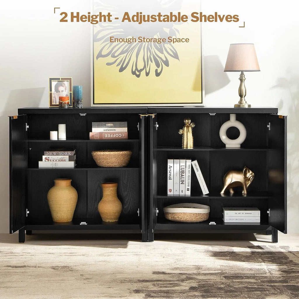 Set of 2 Rattan Cabinet with Doors D40400
