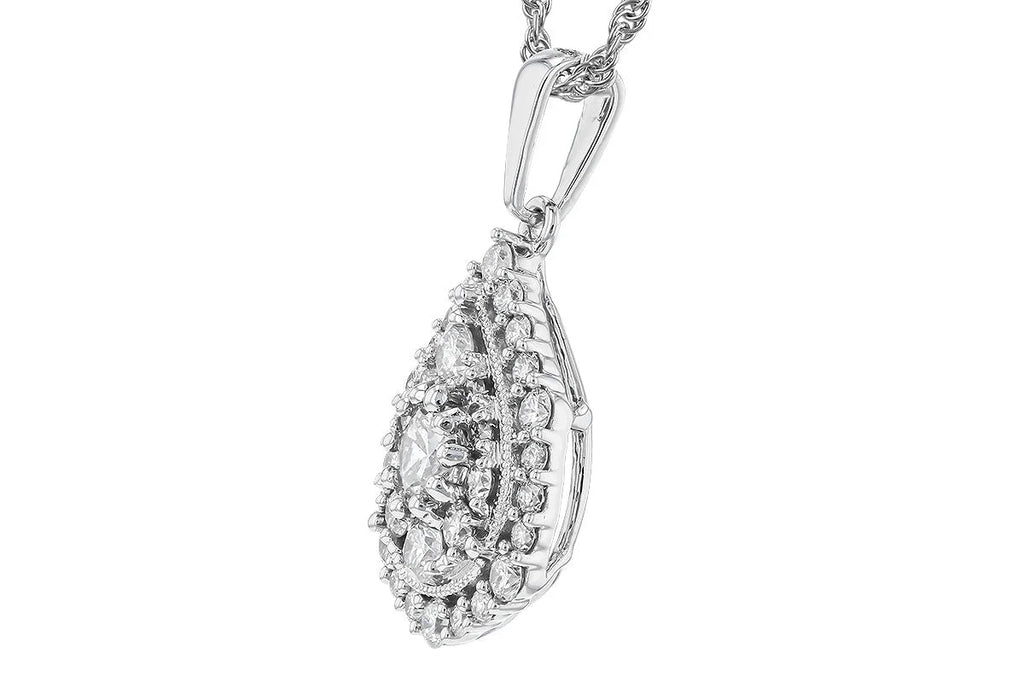 Diamond Cluster 14K White Gold Necklace L60406