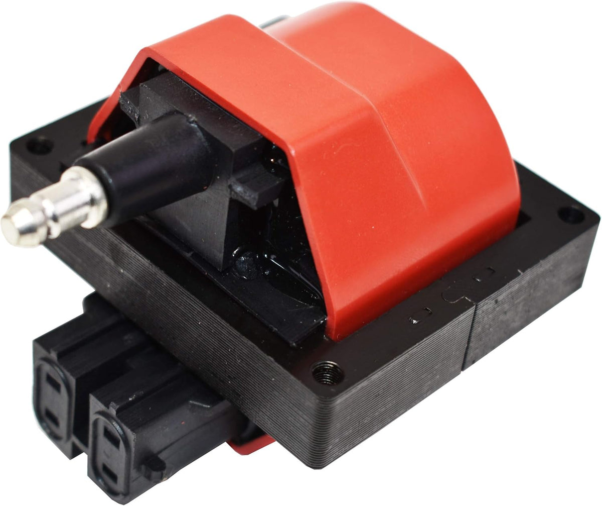 8mm Spark Plug Wires and E-Core Ignition Coil for SBC BBC GMC Chevrolet 5.7L Pickup Truck Van Camaro 305 350 Red Cap and Wires P69234
